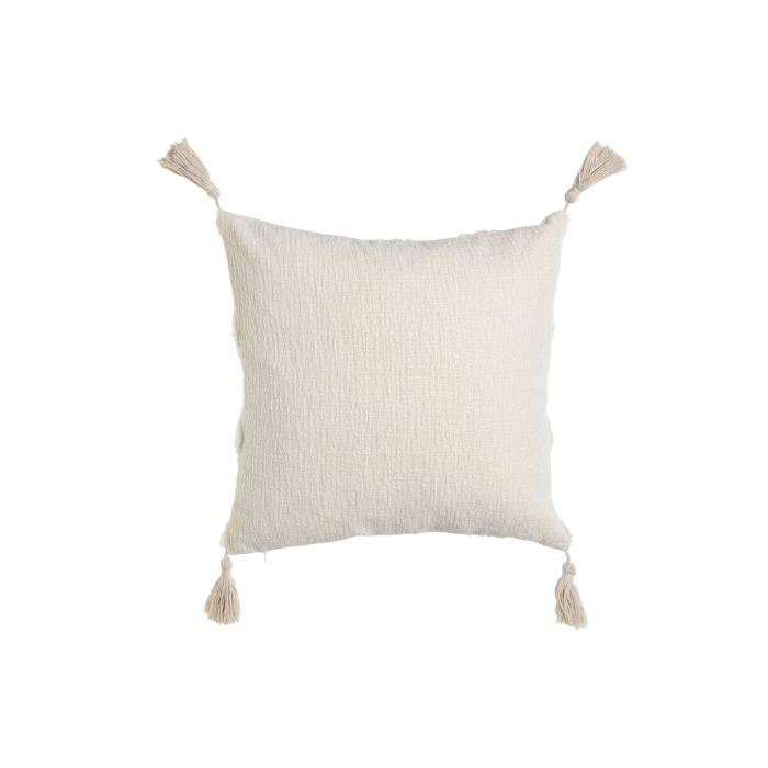 Cojín Home ESPRIT Blanco Borlas Boho 45 x 15 x 45 cm 2