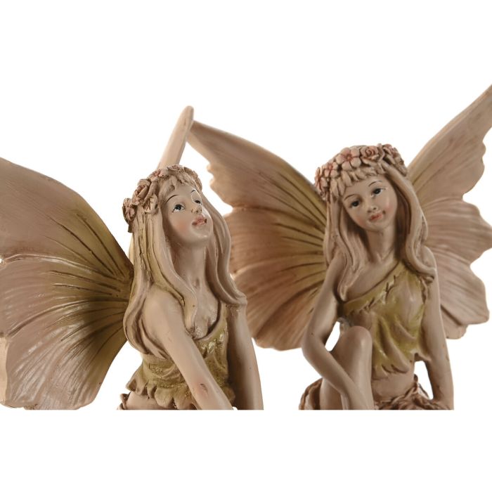 Figura Decorativa Home ESPRIT Marrón Hada 14 x 12 x 15,5 cm (2 Unidades) 2