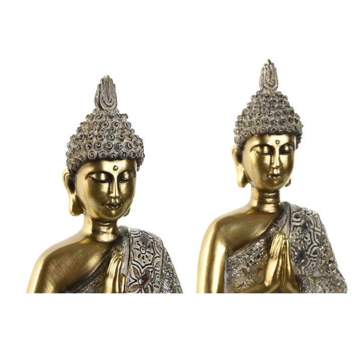 Figura Decorativa Home ESPRIT Beige Dorado Buda Oriental 21 x 11,5 x 28 cm (2 Unidades) 3