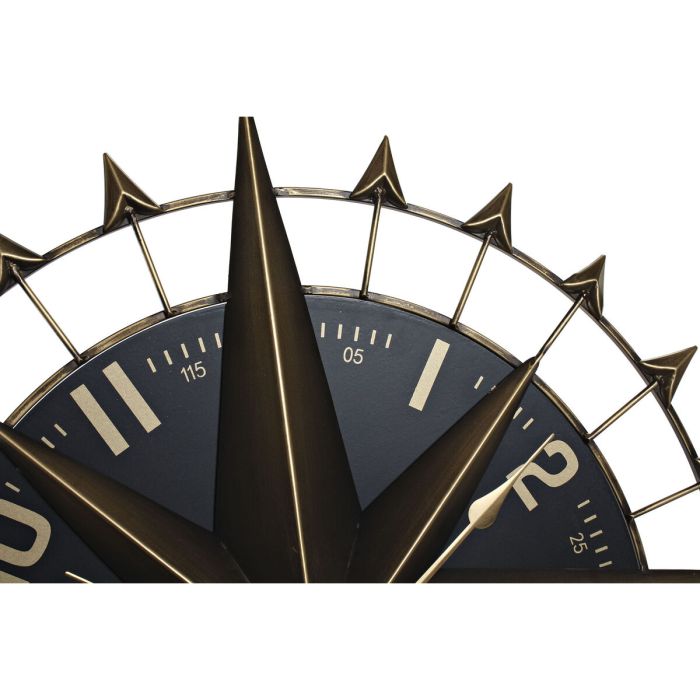 Reloj de Pared Home ESPRIT Negro Dorado Hierro Brújula Vintage 80 x 7,5 x 80 cm 1