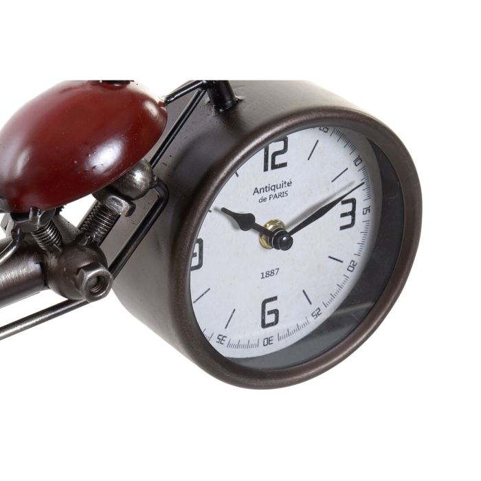 Reloj de Mesa Home ESPRIT Rojo Metal Cristal Madera MDF Moto Vintage 32,5 x 10 x 18 cm 2