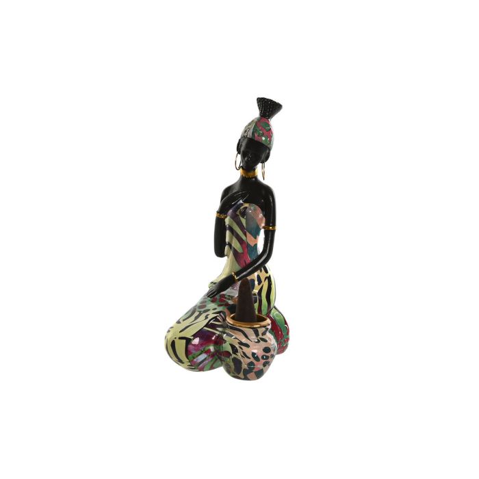 Figura Decorativa Home ESPRIT Multicolor Africana 9 x 7 x 16,5 cm (2 Unidades) 1