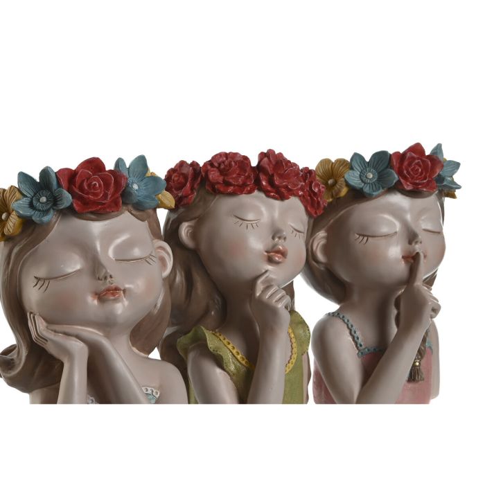 Figura Decorativa Home ESPRIT Multicolor Mujeres 18 x 15 x 26 cm (3 Unidades) 3