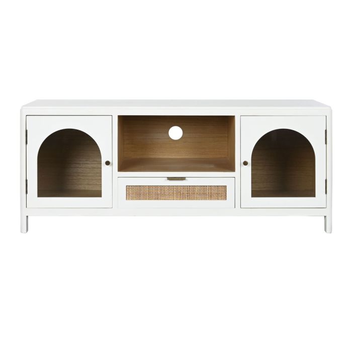 Mueble de TV Home ESPRIT Blanco Cristal Madera de Paulonia 120 x 40 x 50 cm 2