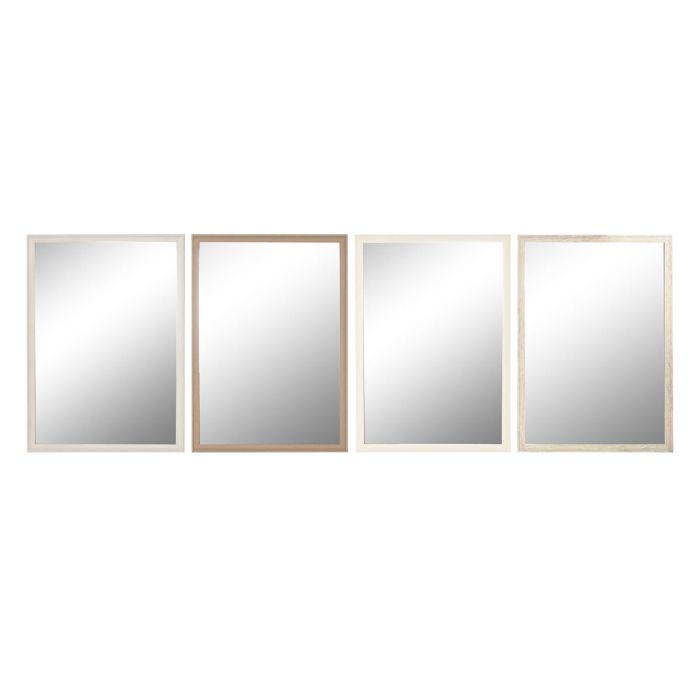 Espejo de pared Home ESPRIT Blanco Marrón Beige Gris Crema Cristal Poliestireno 66 x 2 x 92 cm (4 Unidades)