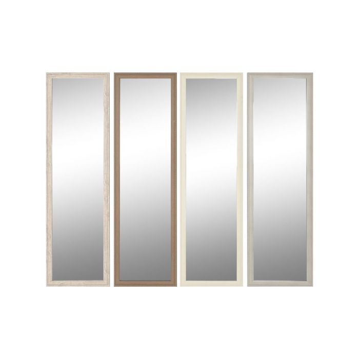 Espejo de pared Home ESPRIT Blanco Marrón Beige Gris Cristal Poliestireno 36 x 2 x 125 cm (4 Unidades)