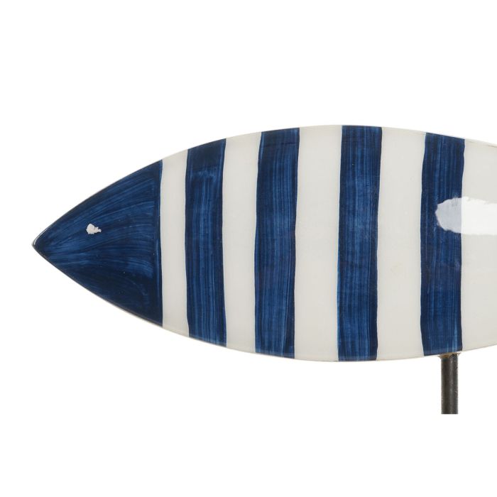 Figura Decorativa Home ESPRIT Azul Blanco Natural Pez Mediterráneo 25 x 5 x 22 cm (2 Unidades) 2