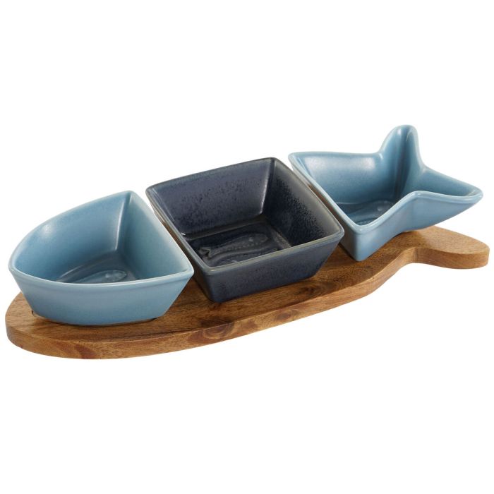 Aperitivo Mediterraneo DKD Home Decor Azul Azul Marino 9.7 x 1.3 x 28 cm Set de 4