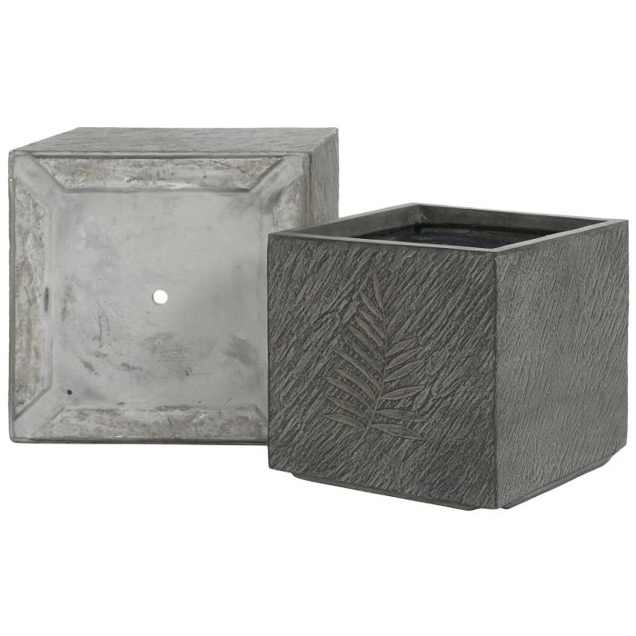 Set de Maceteros Home ESPRIT Gris oscuro Fibra de Vidrio Magnesio 44,5 x 44,5 x 43 cm (3 Unidades) 2