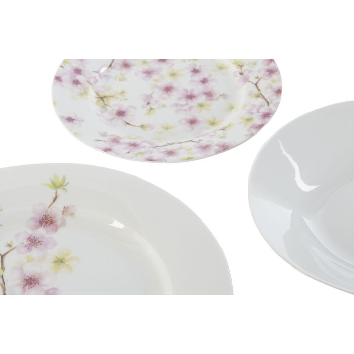 Set de Vajilla Home ESPRIT Blanco Verde Rosa Porcelana 18 Piezas 27 x 27 x 2 cm 4