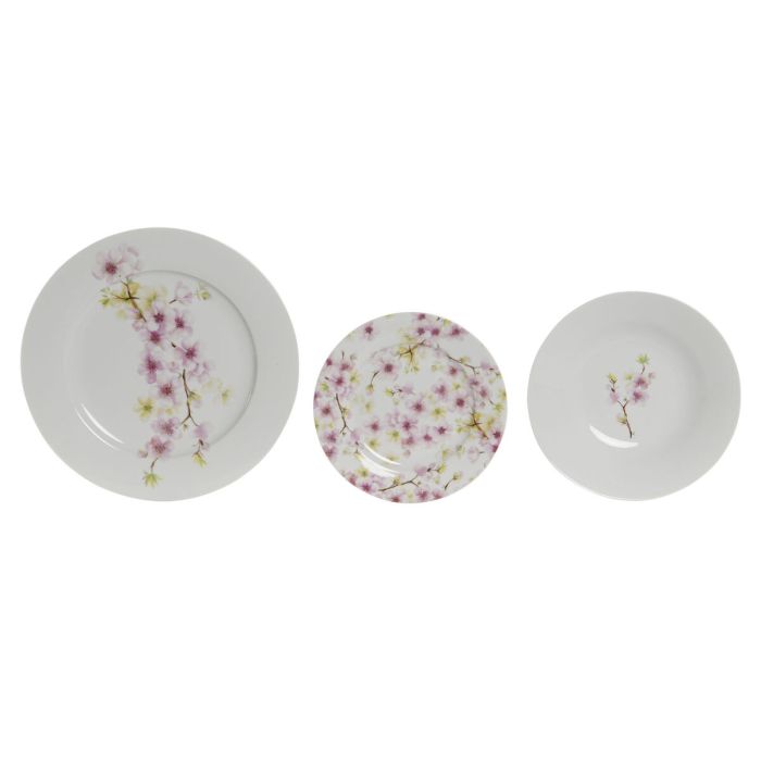 Set de Vajilla Home ESPRIT Blanco Verde Rosa Porcelana 18 Piezas 27 x 27 x 2 cm 1