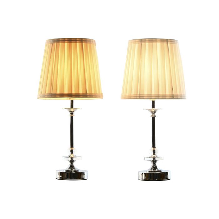 Lámpara de mesa Home ESPRIT Blanco Beige Metal 25 W 220 V 20 x 20 x 43 cm (2 Unidades) 1