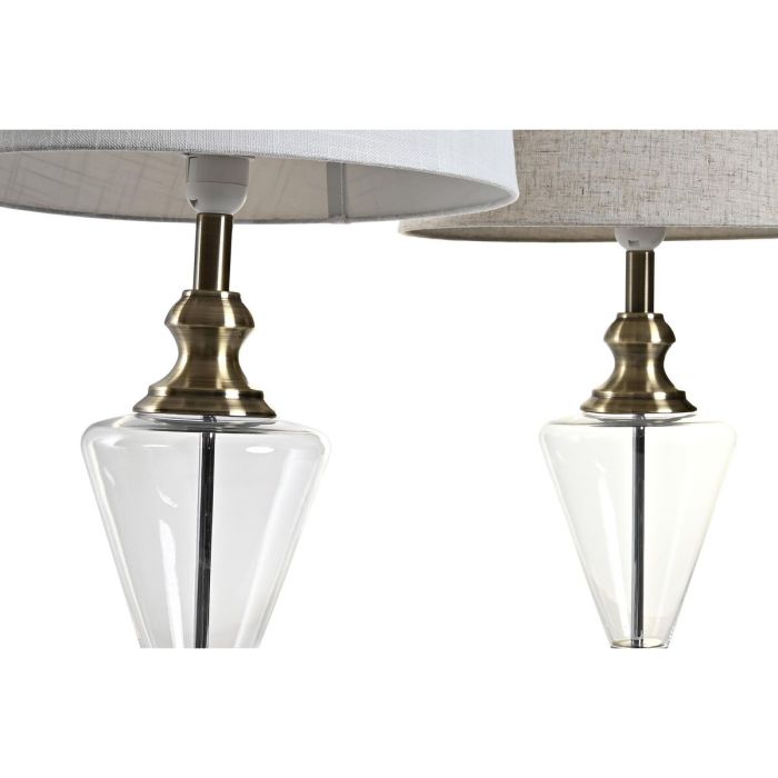 Lámpara de mesa Home ESPRIT Blanco Beige Metal Cristal 35 x 35 x 69 cm (2 Unidades) 2