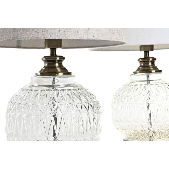 Lámpara de mesa Home ESPRIT Blanco Beige Metal Cristal 38 x 38 x 54 cm (2 Unidades) 2