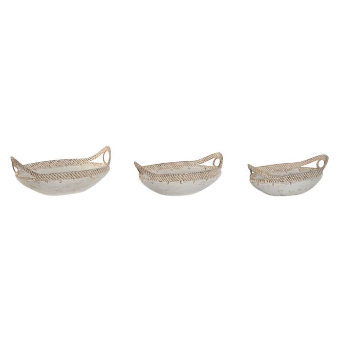 Centro Mesa Mediterraneo DKD Home Decor Blanco Natural 24 x 14 x 40 cm Set de 3