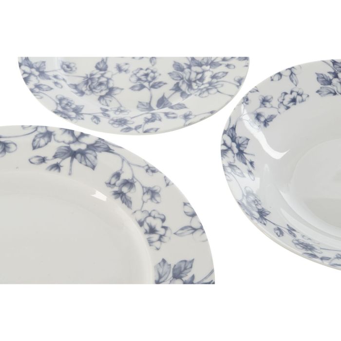 Set de Vajilla Home ESPRIT Azul Porcelana Floral 18 Piezas 27 x 27 x 2 cm 4