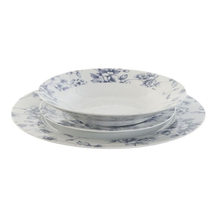 Set de Vajilla Home ESPRIT Azul Porcelana Floral 18 Piezas 27 x 27 x 2 cm 2