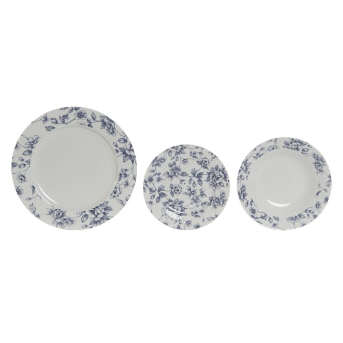 Set de Vajilla Home ESPRIT Azul Porcelana Floral 18 Piezas 27 x 27 x 2 cm 1