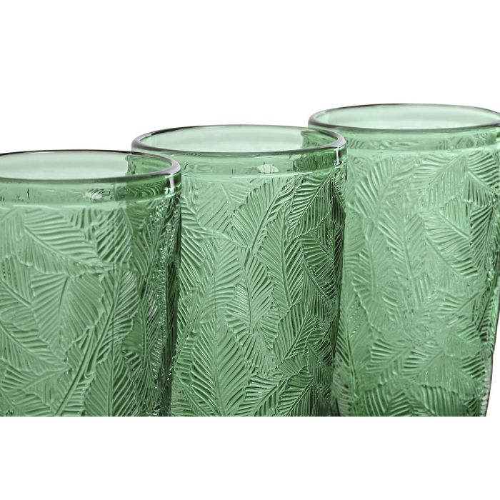 Set de Vasos Home ESPRIT Verde Cristal Con relieve 370 ml 2