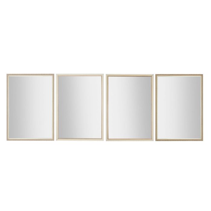 Espejo de pared Home ESPRIT Blanco Marrón Beige Gris Cristal Poliestireno 70 x 2 x 97 cm (4 Unidades)