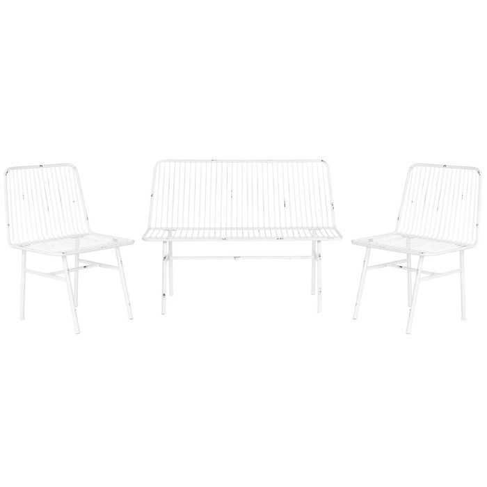 Conjunto de Mesa con 3 Sillones Home ESPRIT Blanco Metal 115 x 53 x 83 cm 1