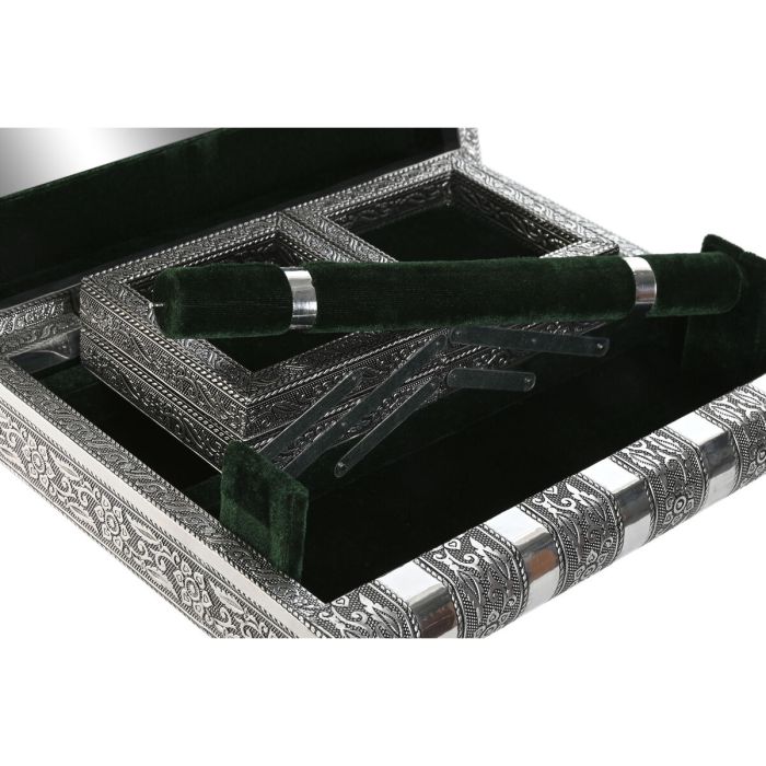 Caja-Joyero Home ESPRIT Verde Plateado Madera Aluminio 27,5 x 21 x 7,6 cm 4