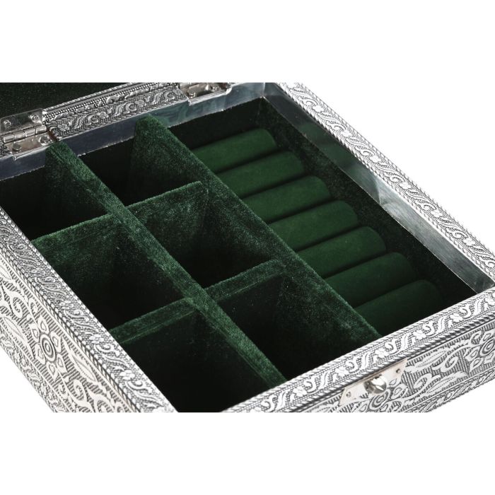 Caja-Joyero Home ESPRIT Verde Plateado Madera Aluminio 18 x 18 x 6 cm 3