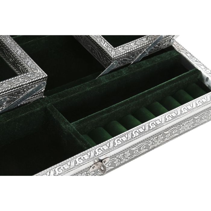 Caja-Joyero Home ESPRIT Verde Plateado Madera Aluminio 38 x 20 x 7,5 cm 3
