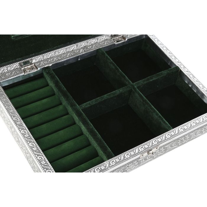 Caja-Joyero Home ESPRIT Verde Plateado Madera Aluminio 27,5 x 20 x 5,4 cm 3