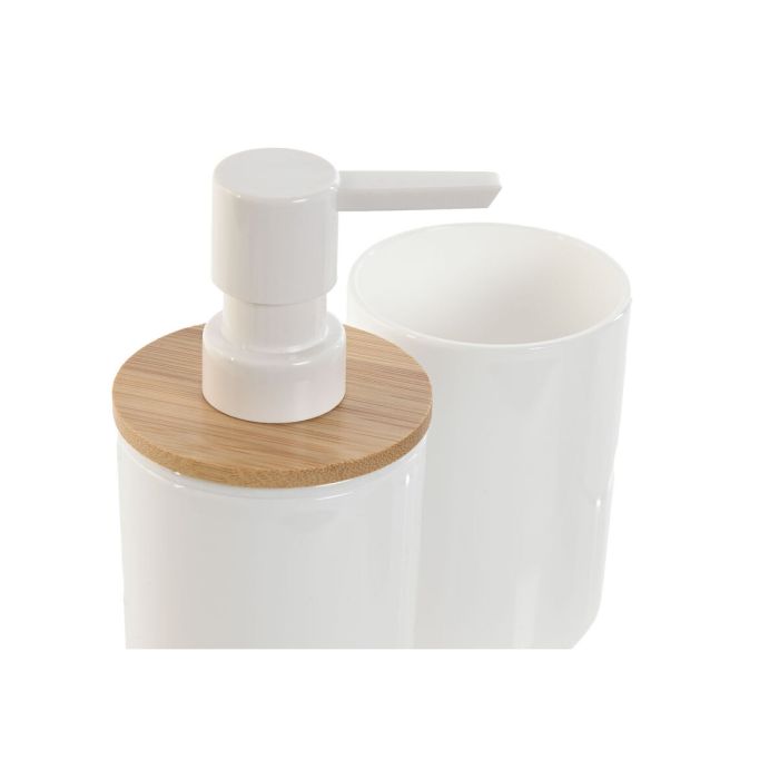 Set de Baño Home ESPRIT Blanco Natural Bambú Poliestireno 7 x 7 x 16 cm 1