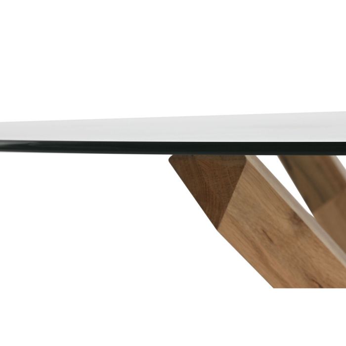 Mesa de Comedor Home ESPRIT Natural Cristal Templado madera de roble 130 x 130 x 75 cm 4