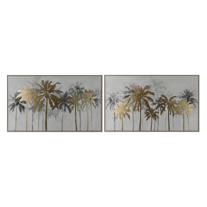 Cuadro Tropical DKD Home Decor Dorado Blanco 4 x 90 x 140 cm (2 Unidades)