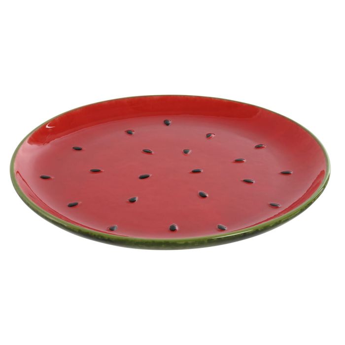 Plato Moderno DKD Home Decor Rojo Verde 27.5 x 3 x 27.5 cm