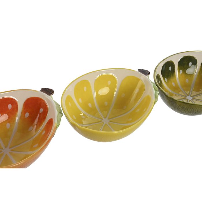 Bol para Aperitivos Home ESPRIT Amarillo Verde Gres Limón 23,5 x 17 x 7,5 cm (3 Unidades) 3