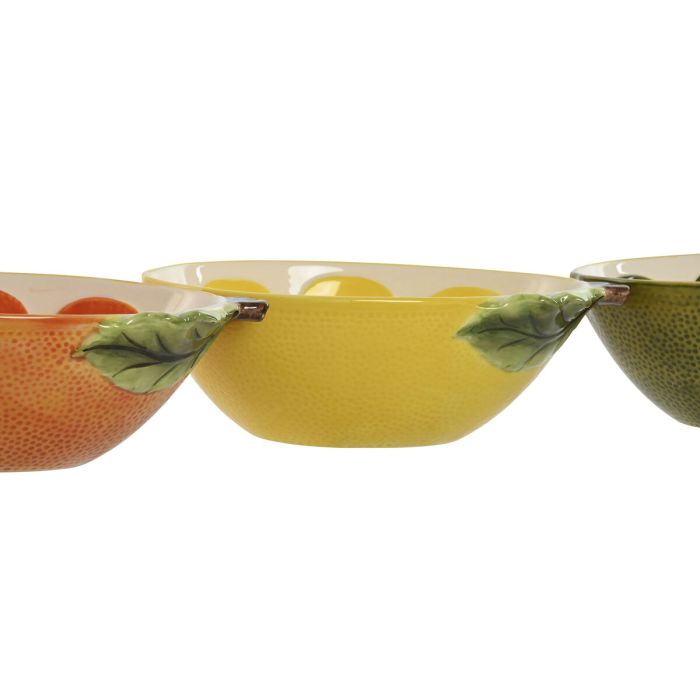 Bol para Aperitivos Home ESPRIT Amarillo Verde Gres Limón 23,5 x 17 x 7,5 cm (3 Unidades) 2