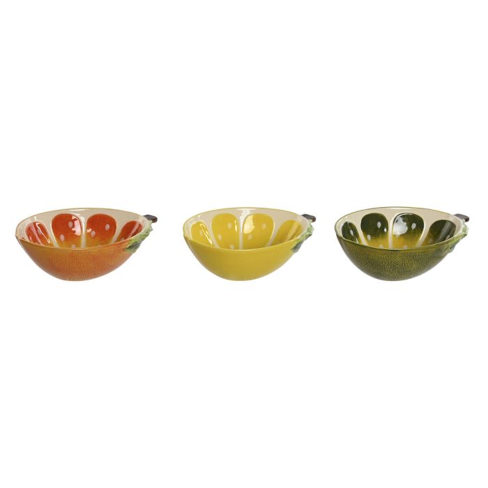 Bol Moderno DKD Home Decor Amarillo Verde 17 x 7.5 x 23.5 cm (3 Unidades)