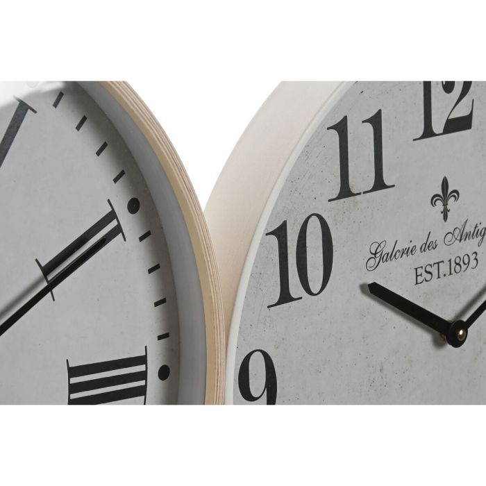 Reloj de Pared Home ESPRIT Blanco Cristal Madera MDF 40 x 4,5 x 40 cm (2 Unidades) 3