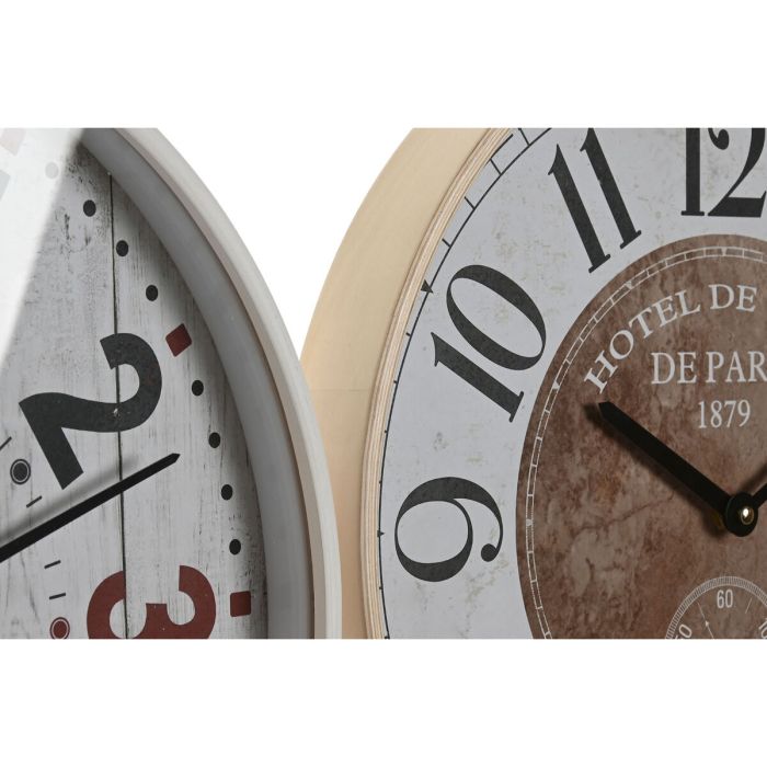 Reloj de Pared Home ESPRIT Blanco Cristal Madera MDF 40 x 4,5 x 40 cm (2 Unidades) 3
