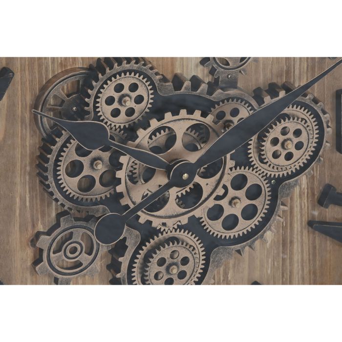 Reloj de Pared Home ESPRIT Dorado Natural Cristal Hierro Madera MDF 72 x 10 x 72 cm 2