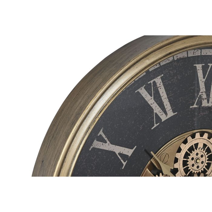 Reloj de Pared Home ESPRIT Negro Dorado Cristal Hierro 80 x 9,5 x 80 cm 3