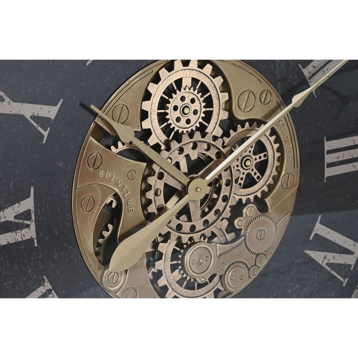 Reloj de Pared Home ESPRIT Negro Dorado Cristal Hierro 80 x 9,5 x 80 cm 2