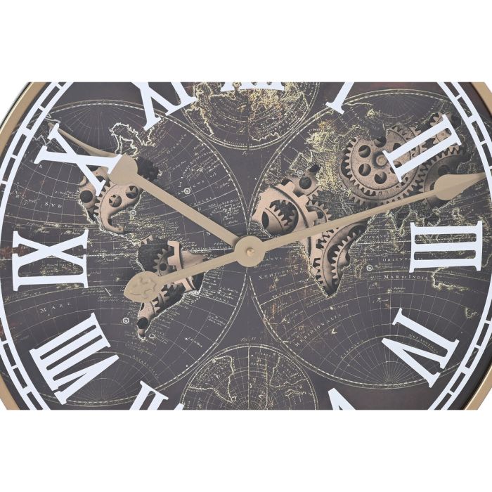 Reloj de Pared Home ESPRIT Marrón Dorado Cristal Hierro 59 x 8,5 x 59 cm 2