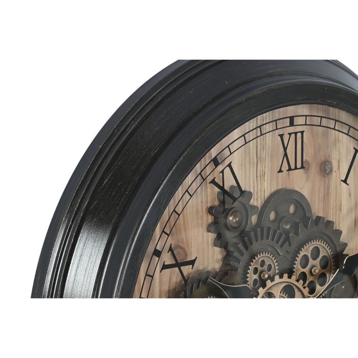 Reloj de Pared Home ESPRIT Negro Dorado Natural Cristal Hierro Vintage 67 x 9 x 67 cm 3