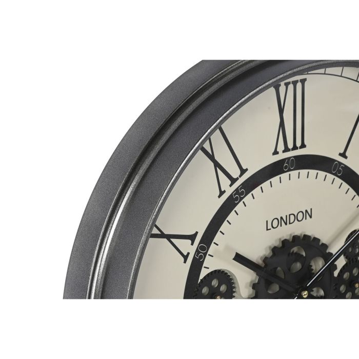 Reloj de Pared Home ESPRIT Blanco Negro Gris oscuro Hierro Madera MDF 54 x 8 x 55 cm 3