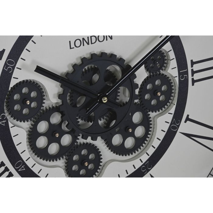 Reloj de Pared Home ESPRIT Blanco Negro Gris oscuro Hierro Madera MDF 54 x 8 x 55 cm 2