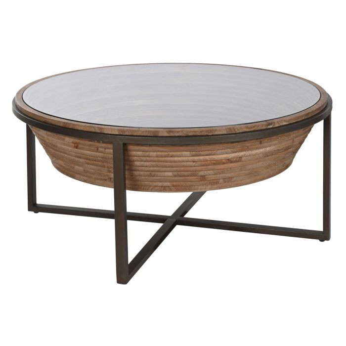 Mesa de Centro Home ESPRIT Cristal Madera de abeto 102 x 102 x 46 cm