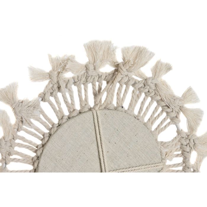 Juego de Espejos Home ESPRIT Blanco Cristal Macramé Boho 20 x 1 x 20 cm (3 Piezas) 1