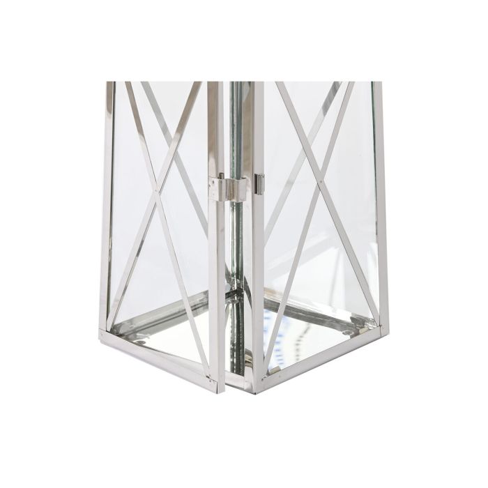 Farol Home ESPRIT Plateado Cristal Acero Cromado 20 x 20 x 48 cm (3 Piezas) 2