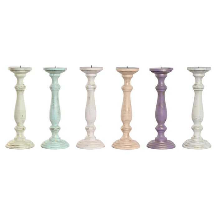 Candelabro Shabby DKD Home Decor Multicolor 12 x 34 x 12 cm (6 Unidades)