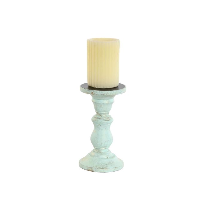 Candelabro Home ESPRIT Amarillo Azul Verde Rosa Metal Madera de mango Shabby Chic 10 x 10 x 18 cm 1